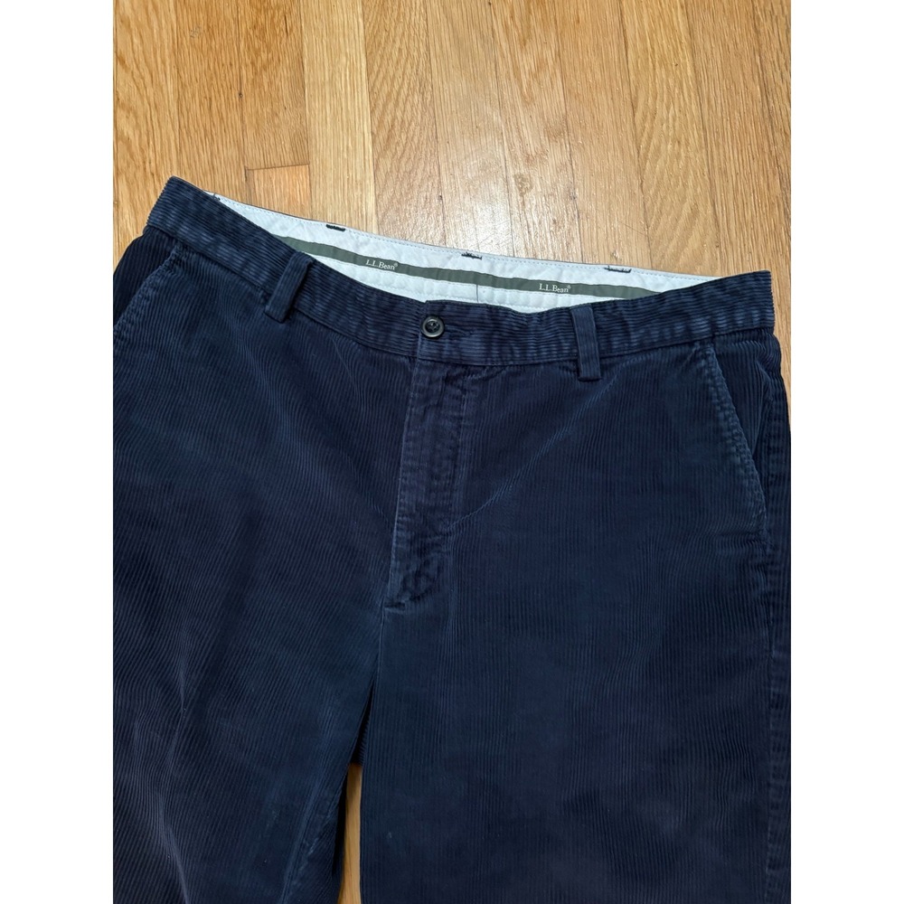 LL Bean Navy Corduroy Pants Mens 36x32 Straight Leg Stretch Casual Cords